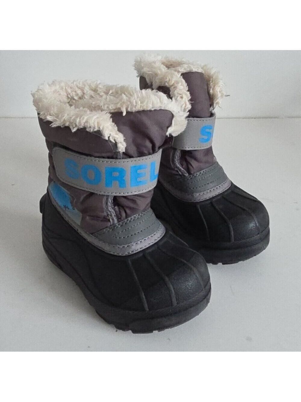 SOREL | Commander Snow Boots Gray Blue Boys Sz 8 - Picture 3 of 5
